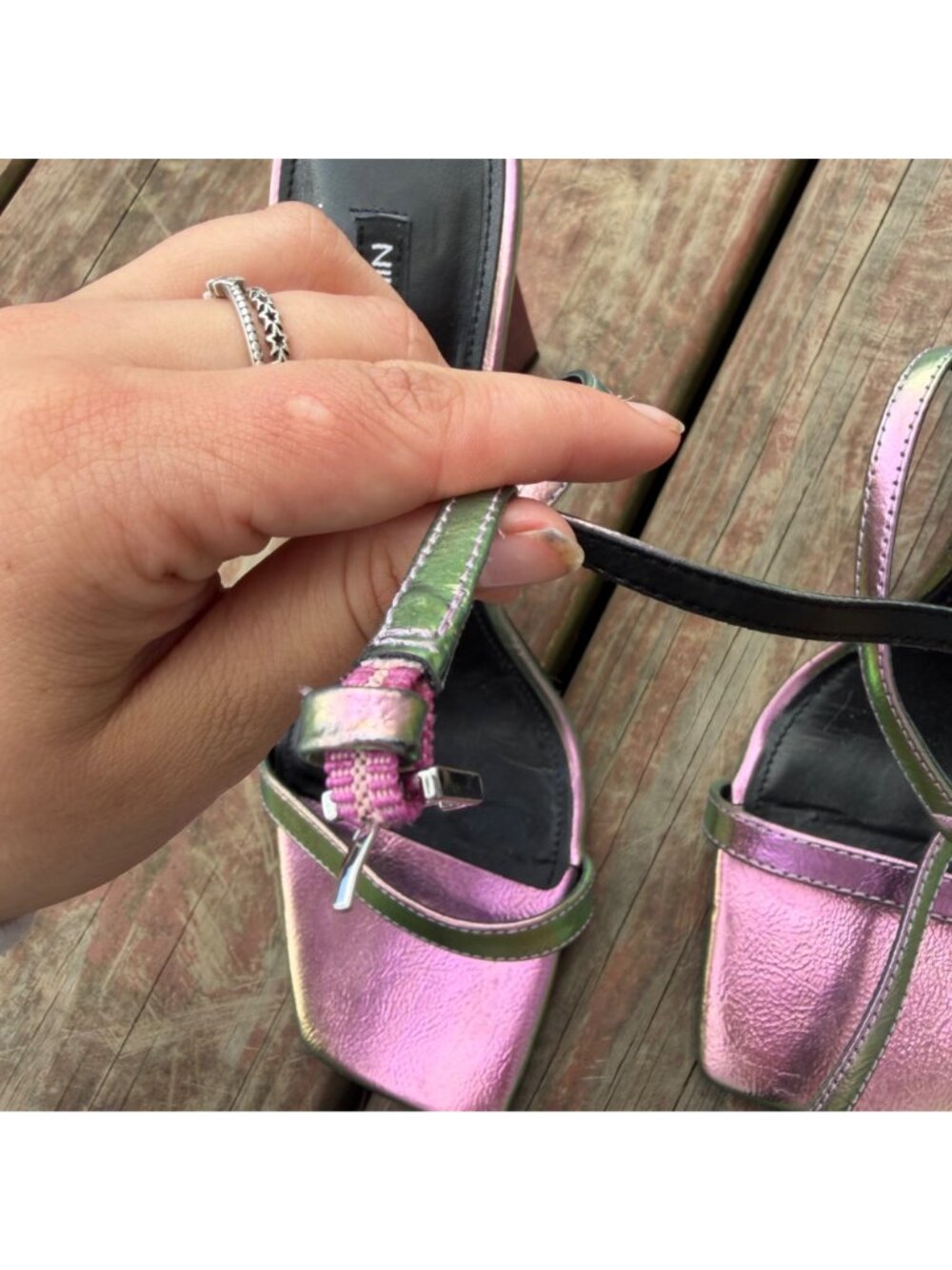 Nine West Pink Metallic Strappy Heeled Sandals Size 9M - Picture 4 of 9